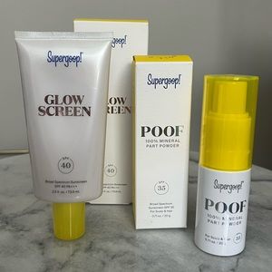 NIB Supergoop Bundle Glow Screen & Poof Part Powder